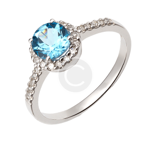 White Gold Ring in Topaz and Diamonds
