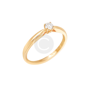 Yellow Gold Engagement Ring in White Diamond